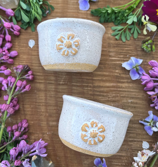 Strawberry Blossom Teacup Set - 2 Small Ceramic Cups