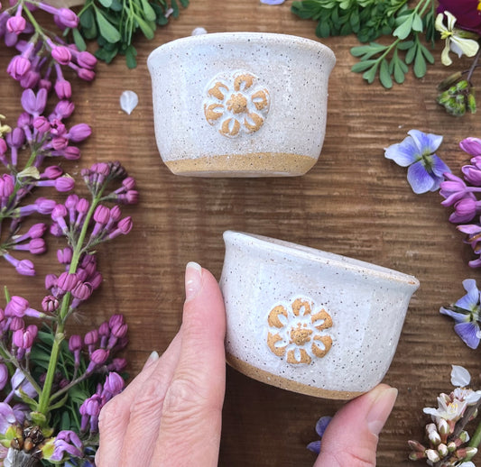 Strawberry Blossom Teacup Set - 2 Small Ceramic Cups