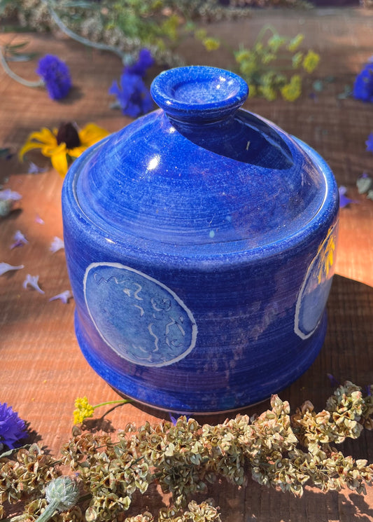 Blue Moon Treasure Jar - Lidded Ceramic Jar