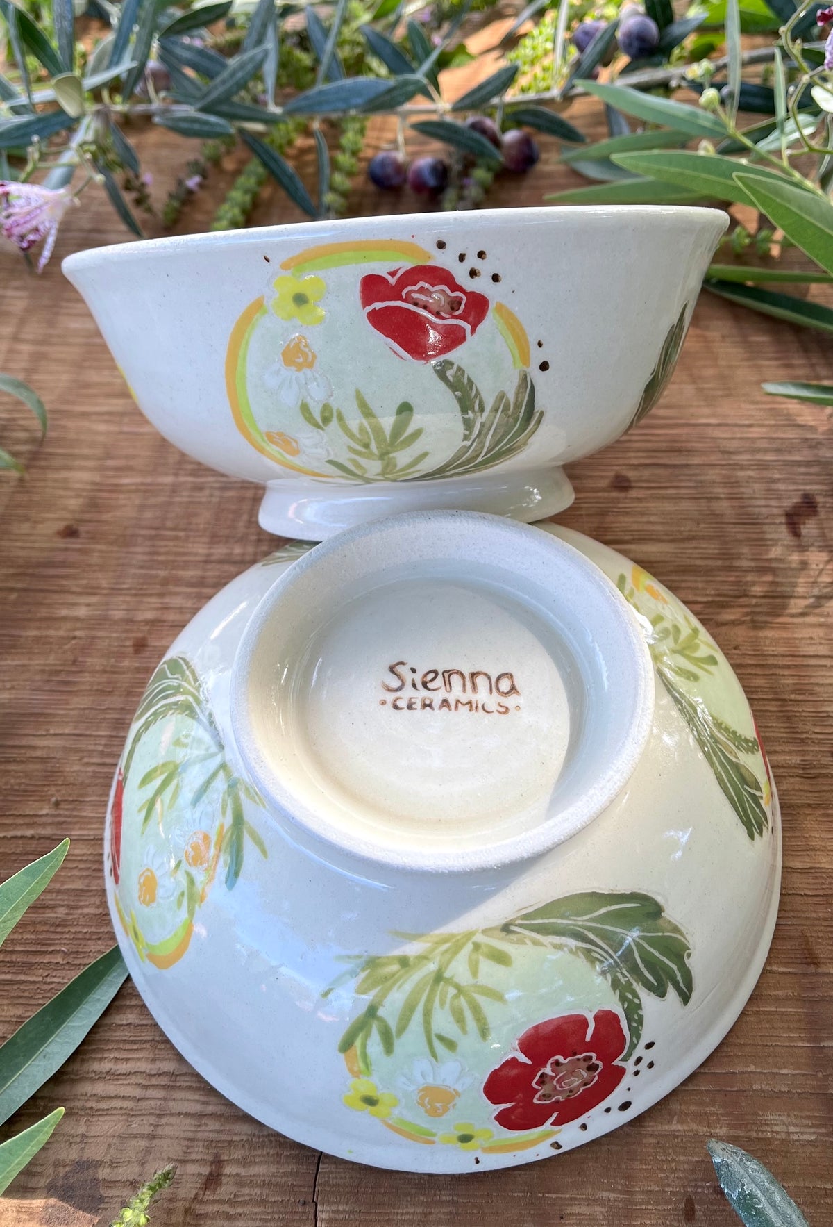 Corn Poppy Soup Bowl - Handmade Ceramic Bowl 7.5"