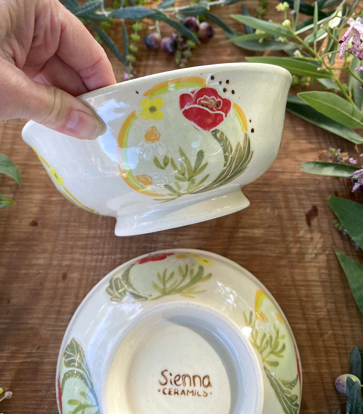Corn Poppy Soup Bowl - Handmade Ceramic Bowl 7.5"