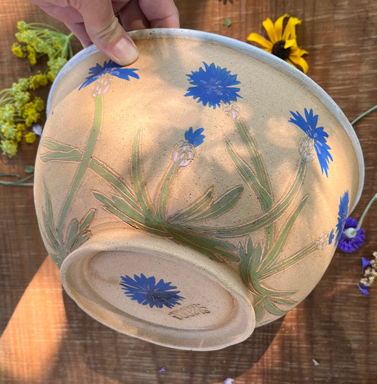 Cornflower Serving Bowl - Handmade Ceramic Bowl 9"