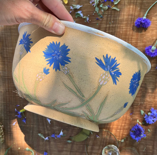 Cornflower Serving Bowl - Handmade Ceramic Bowl 9"