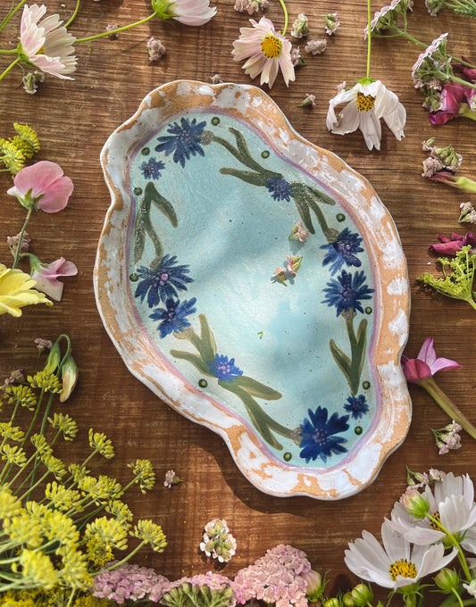 Cornflower Tray - Ceramic Tray 9"
