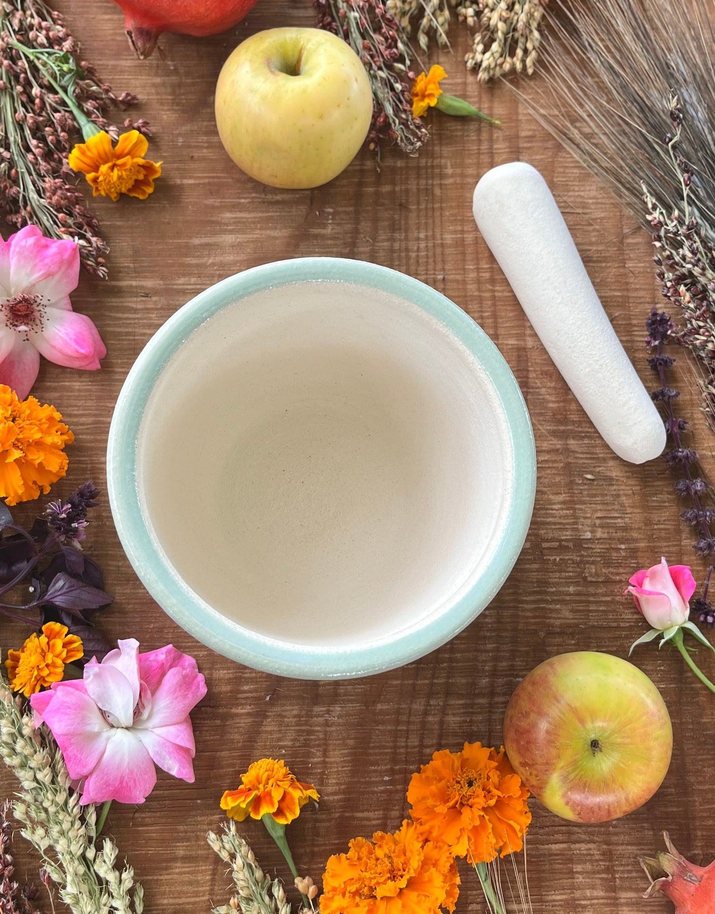 Datura Mortar and Pestle - Kitchen Witch - Handmade Ceramic