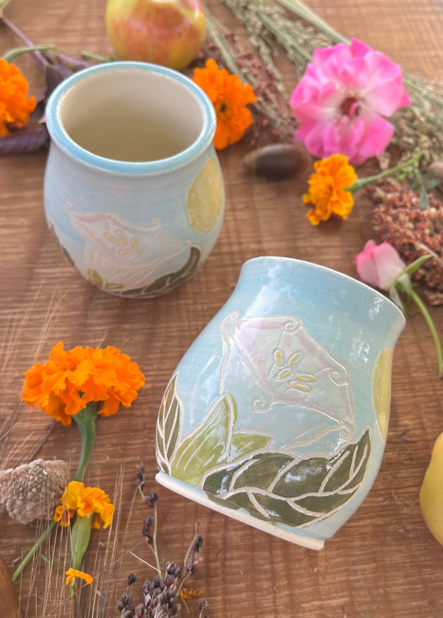 Datura Tumbler - Handmade Ceramic Tumbler - Ceramic Cup