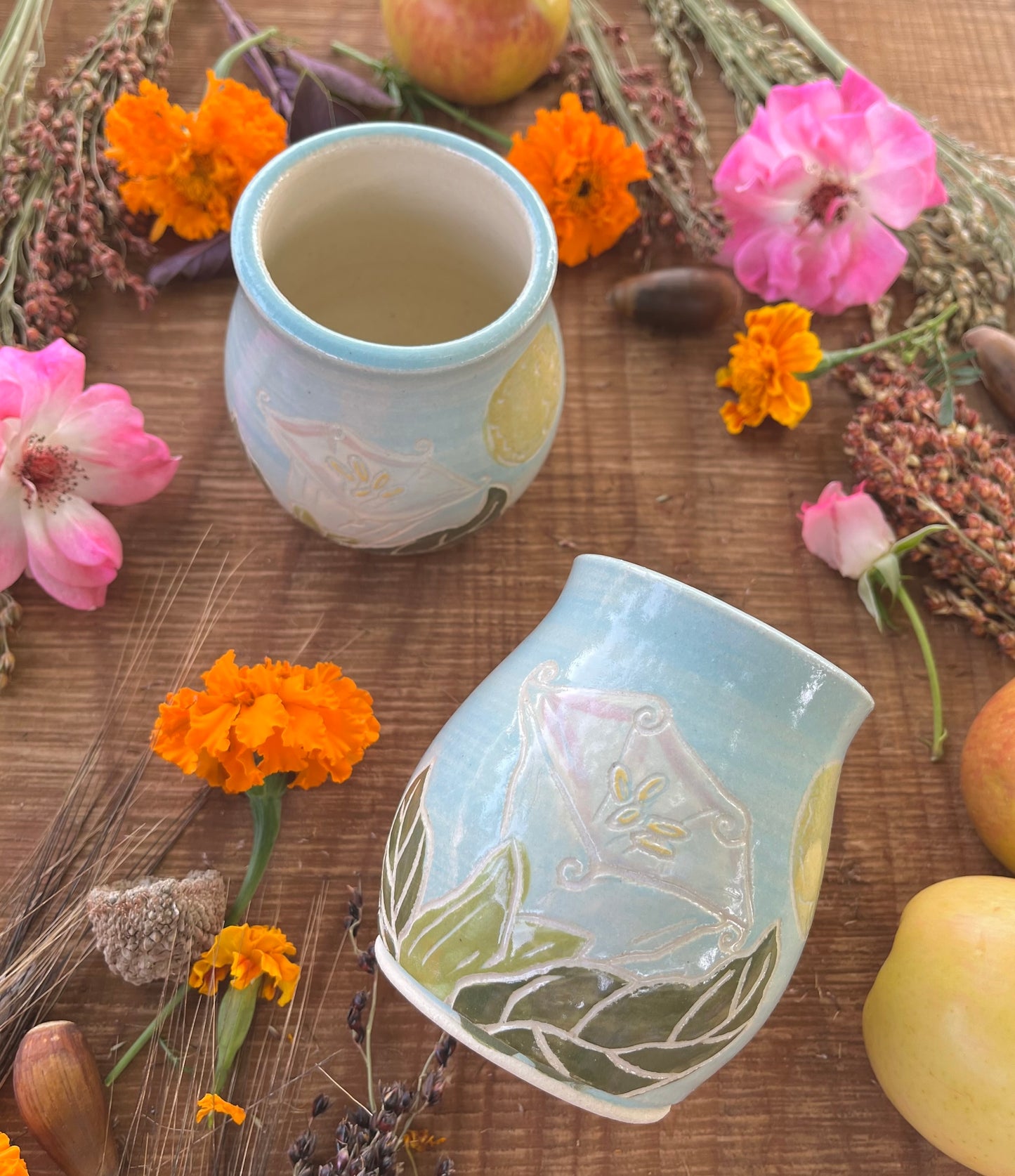 Datura Tumbler - Handmade Ceramic Tumbler - Ceramic Cup