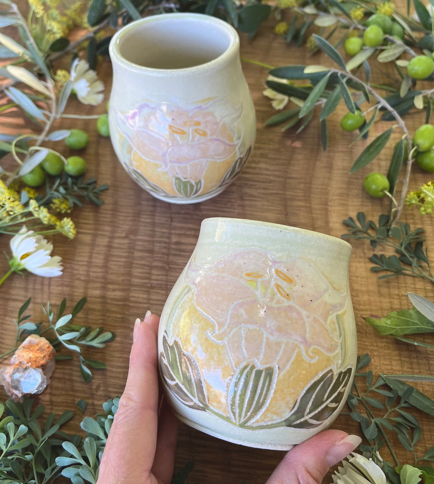 Datura Tumbler - Handmade Ceramic Tumbler - Ceramic Cup