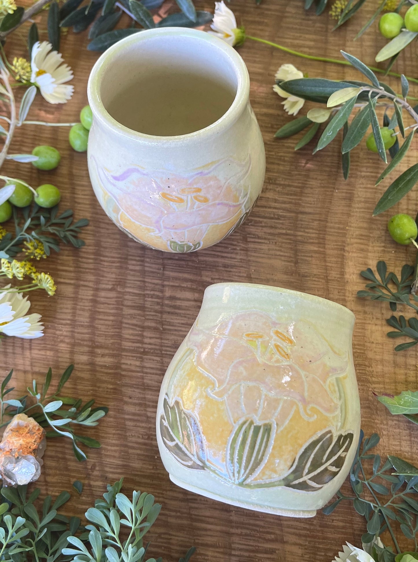 Datura Tumbler - Handmade Ceramic Tumbler - Ceramic Cup