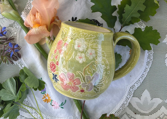 Green Flora's Diadem Mug - Handmade Ceramic Mug