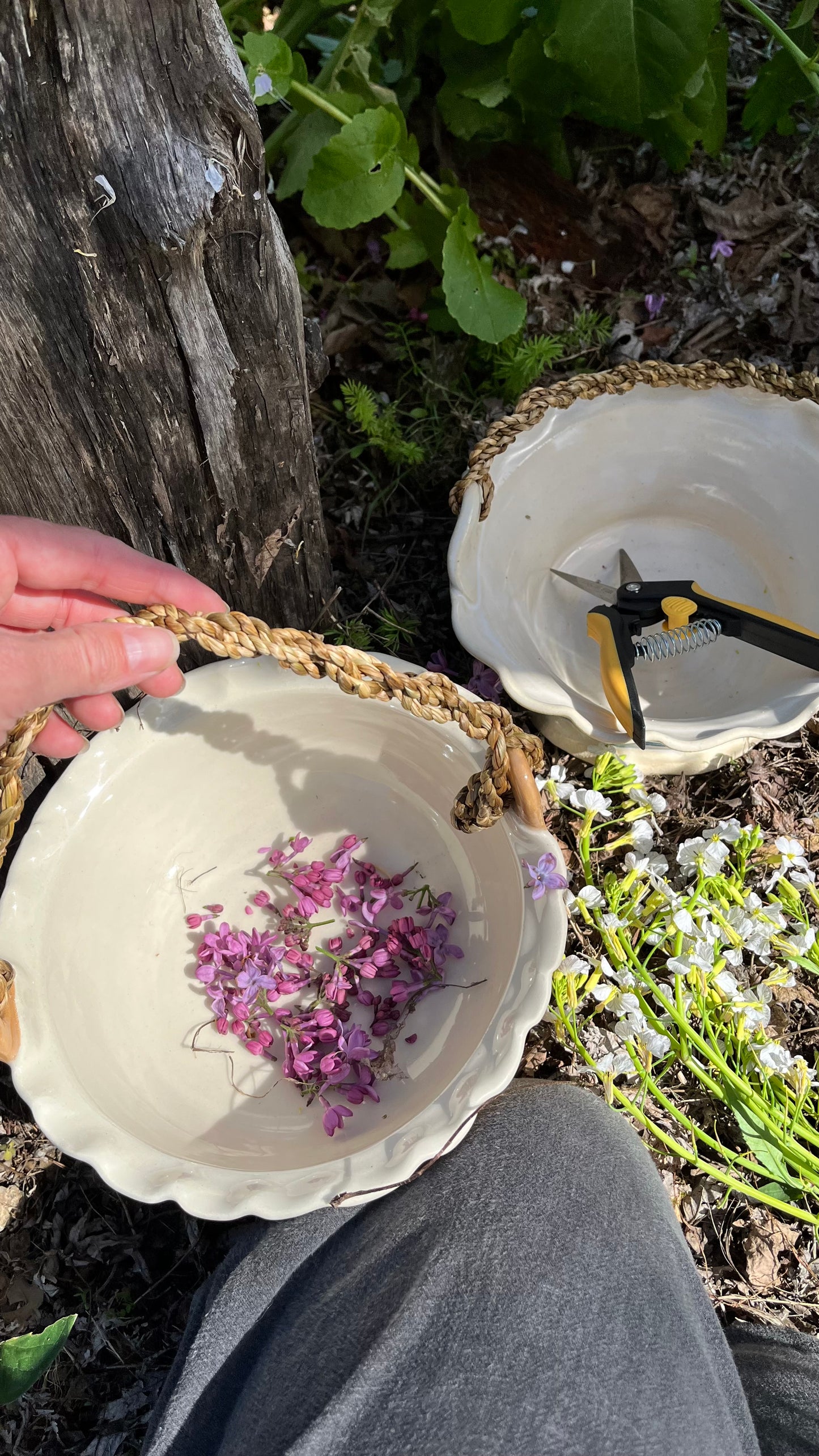 Narcissus Basket with Cordage Handle