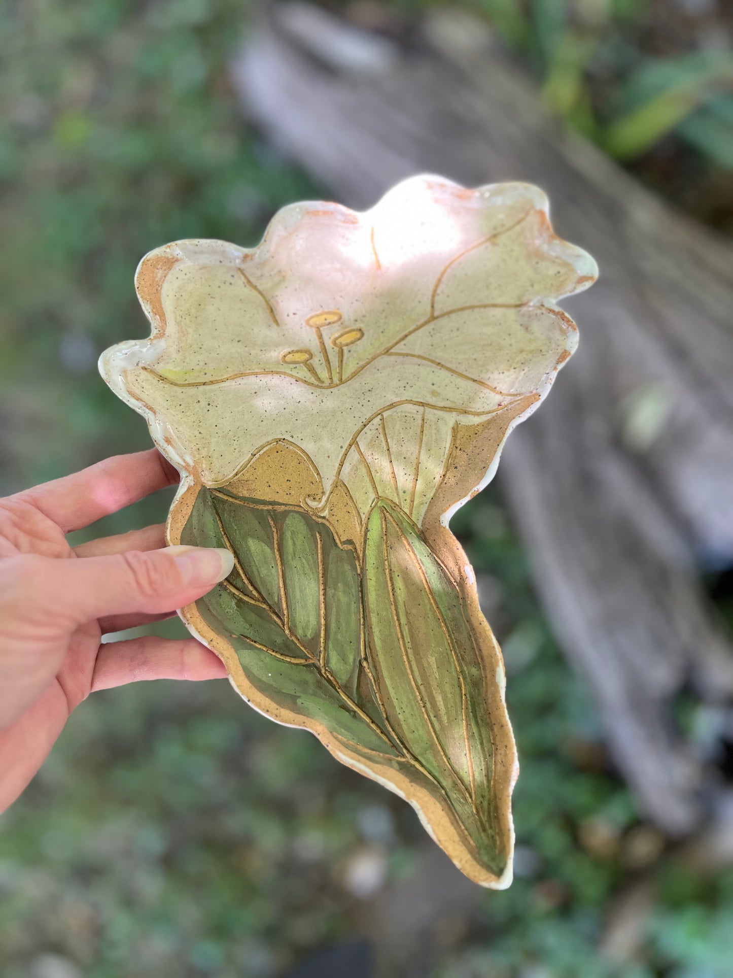 Datura Flower Tray - Ceramic Tray 9.5"