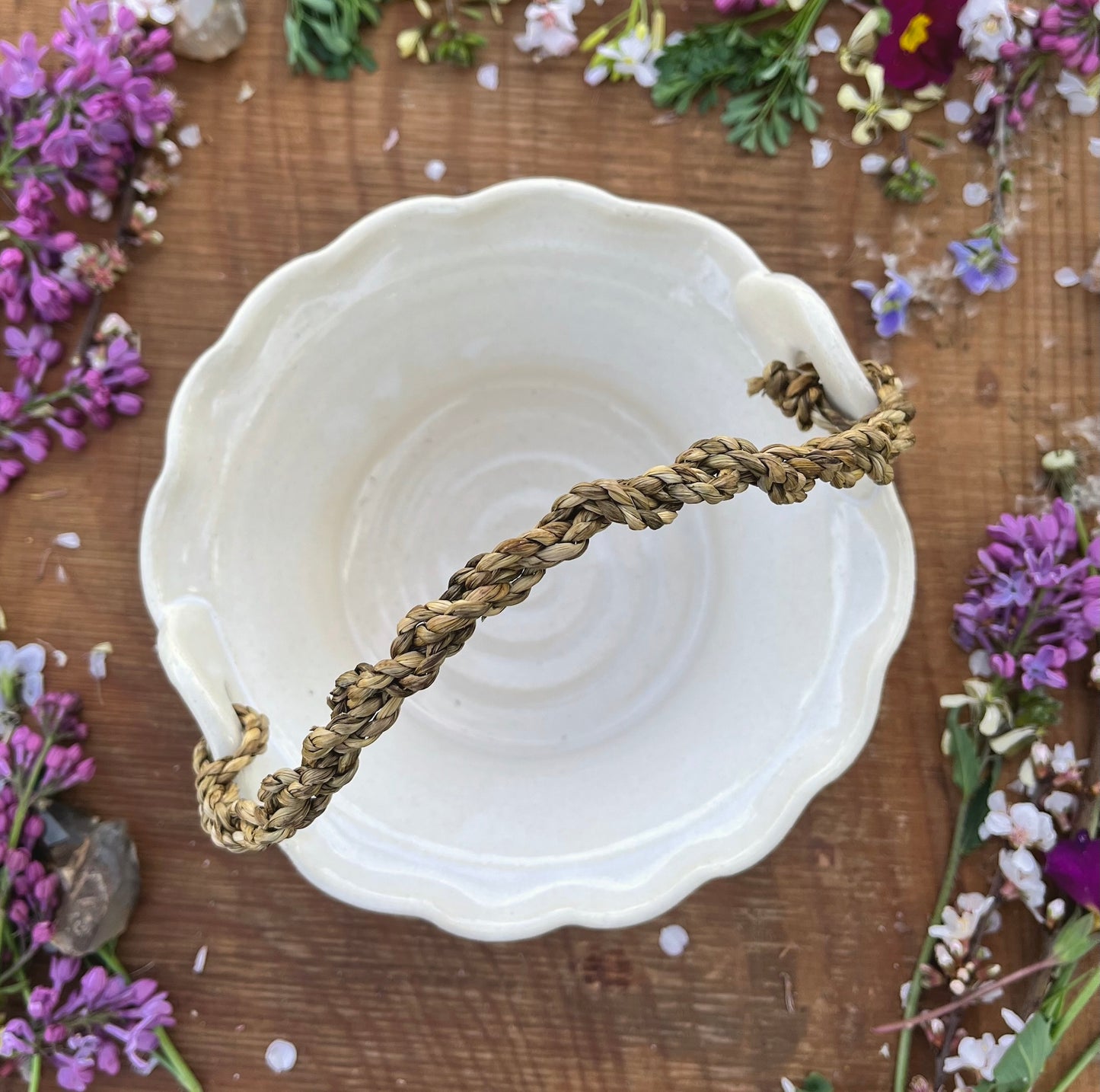Narcissus Basket with Cordage Handle