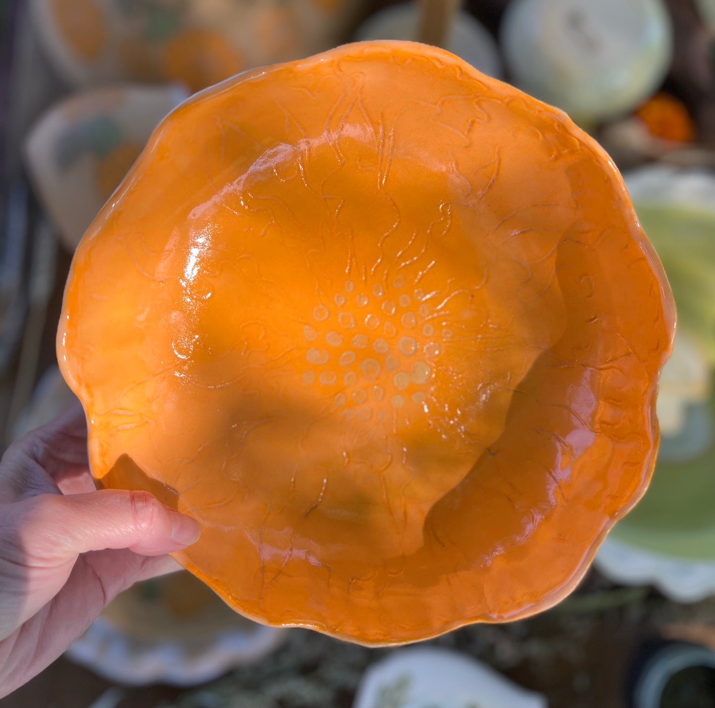 Orange Marigold Bowl - Ceramic Fruit Bowl