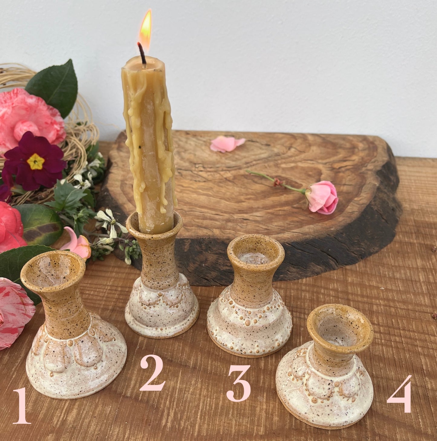 Ornate Candle Holder - Ceramic Taper Candlestick Holder