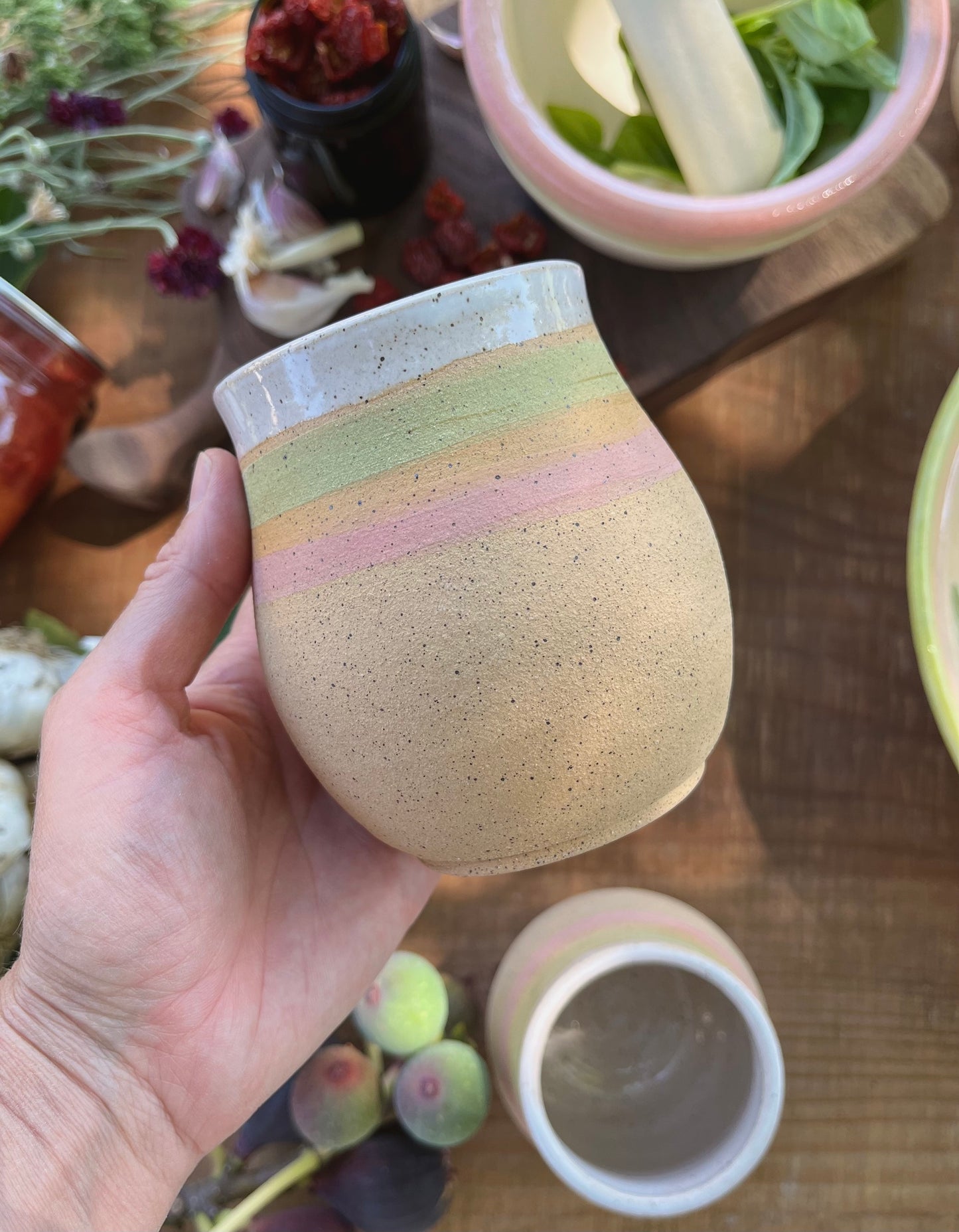 Pastel Rainbow Tumbler - Handmade Ceramic Cup