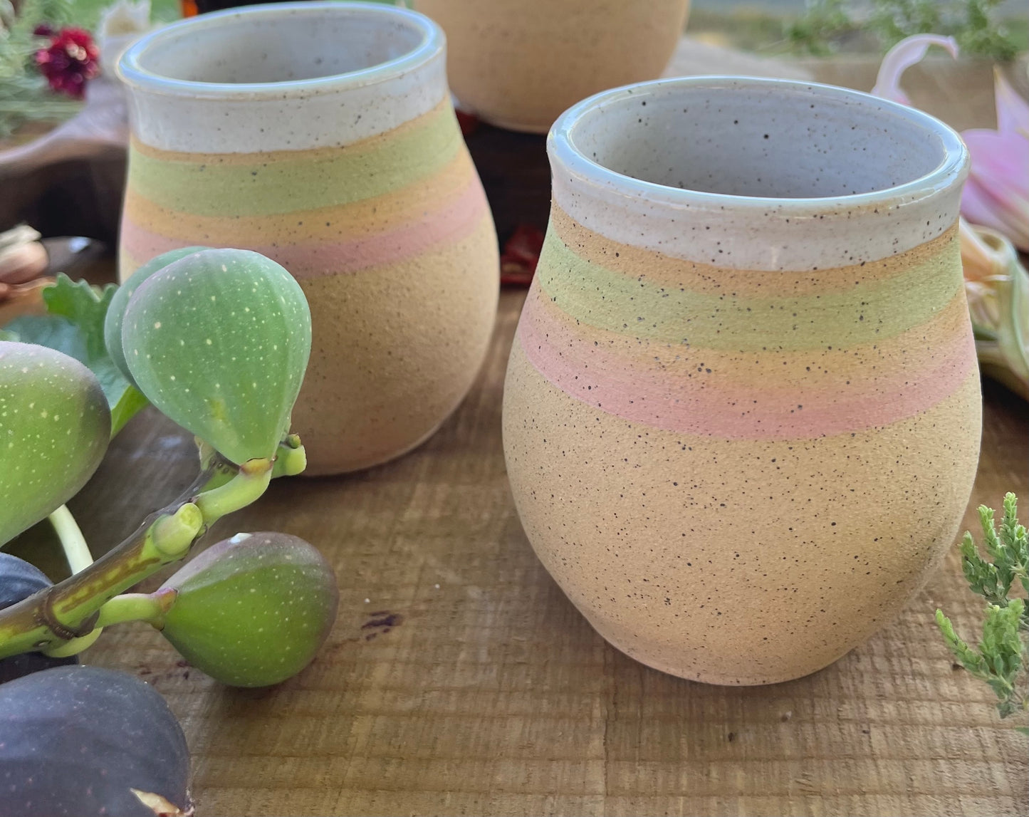 Pastel Rainbow Tumbler - Handmade Ceramic Cup