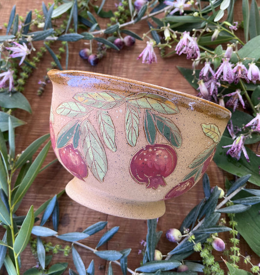 Pomegranate Pouring Bowl - Handmade Ceramic Bowl  - 8"