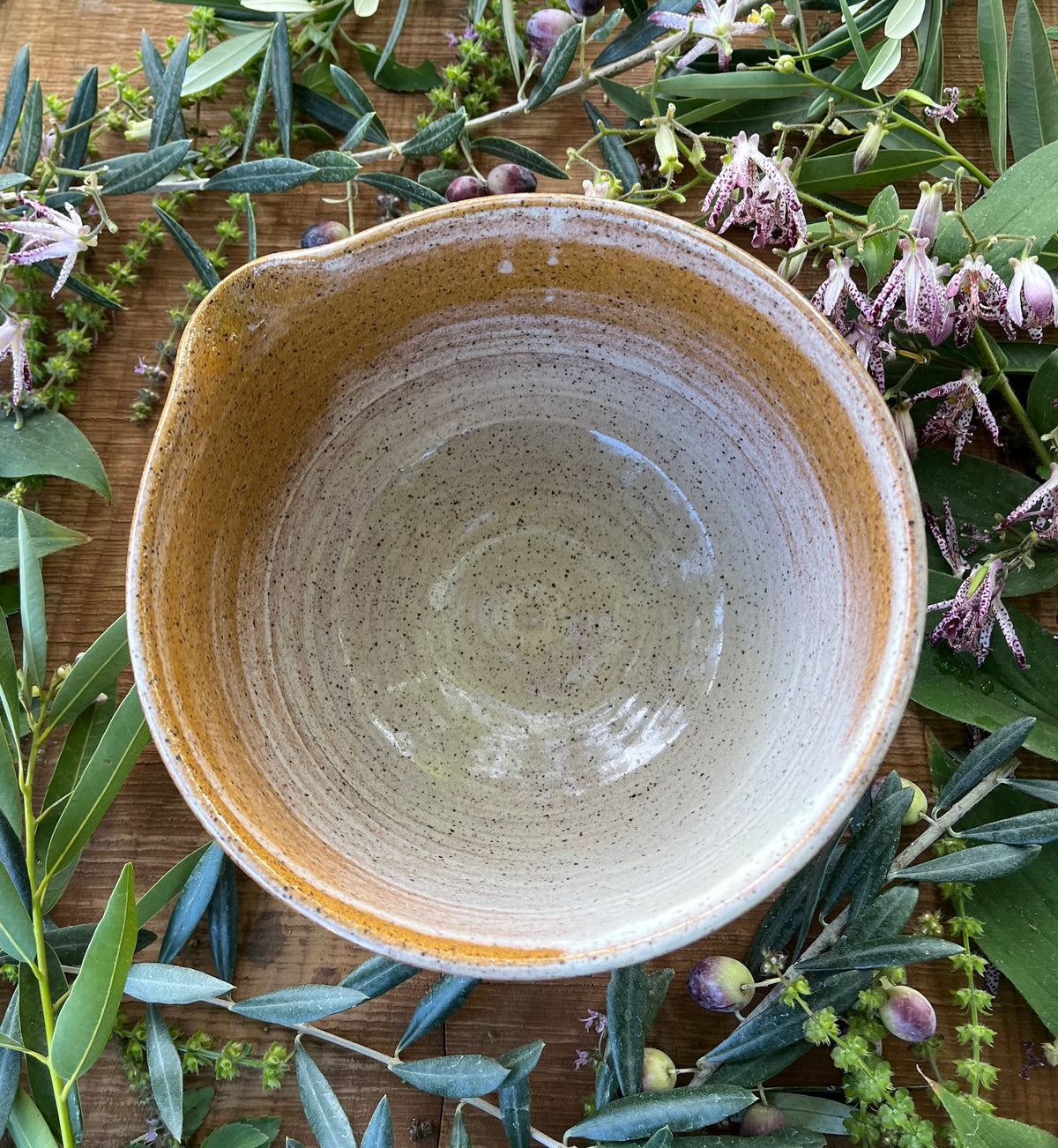 Pomegranate Pouring Bowl - Handmade Ceramic Bowl  - 8"