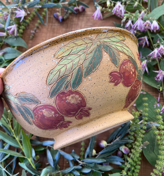 Pomegranate Mixing Bowl - Handmade Ceramic Bowl  - 10.5"