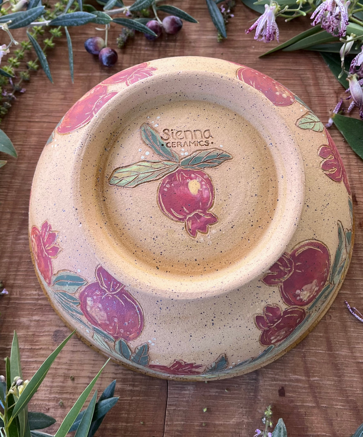 Pomegranate Mixing Bowl - Handmade Ceramic Bowl  - 10.5"