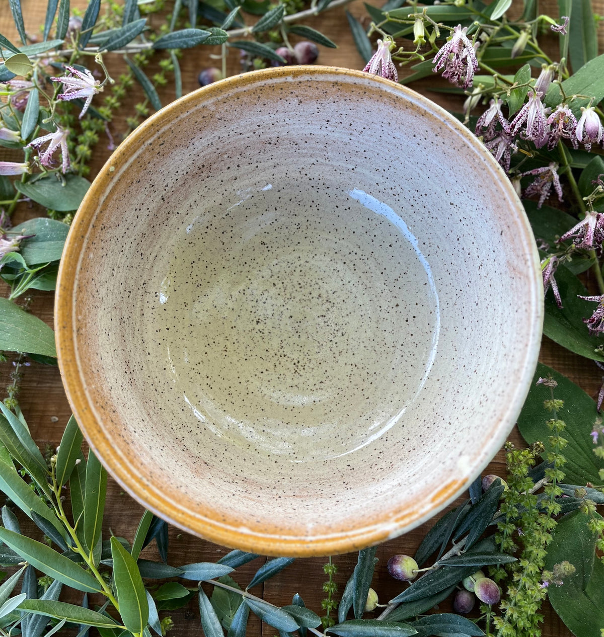 Pomegranate Mixing Bowl - Handmade Ceramic Bowl  - 10.5"