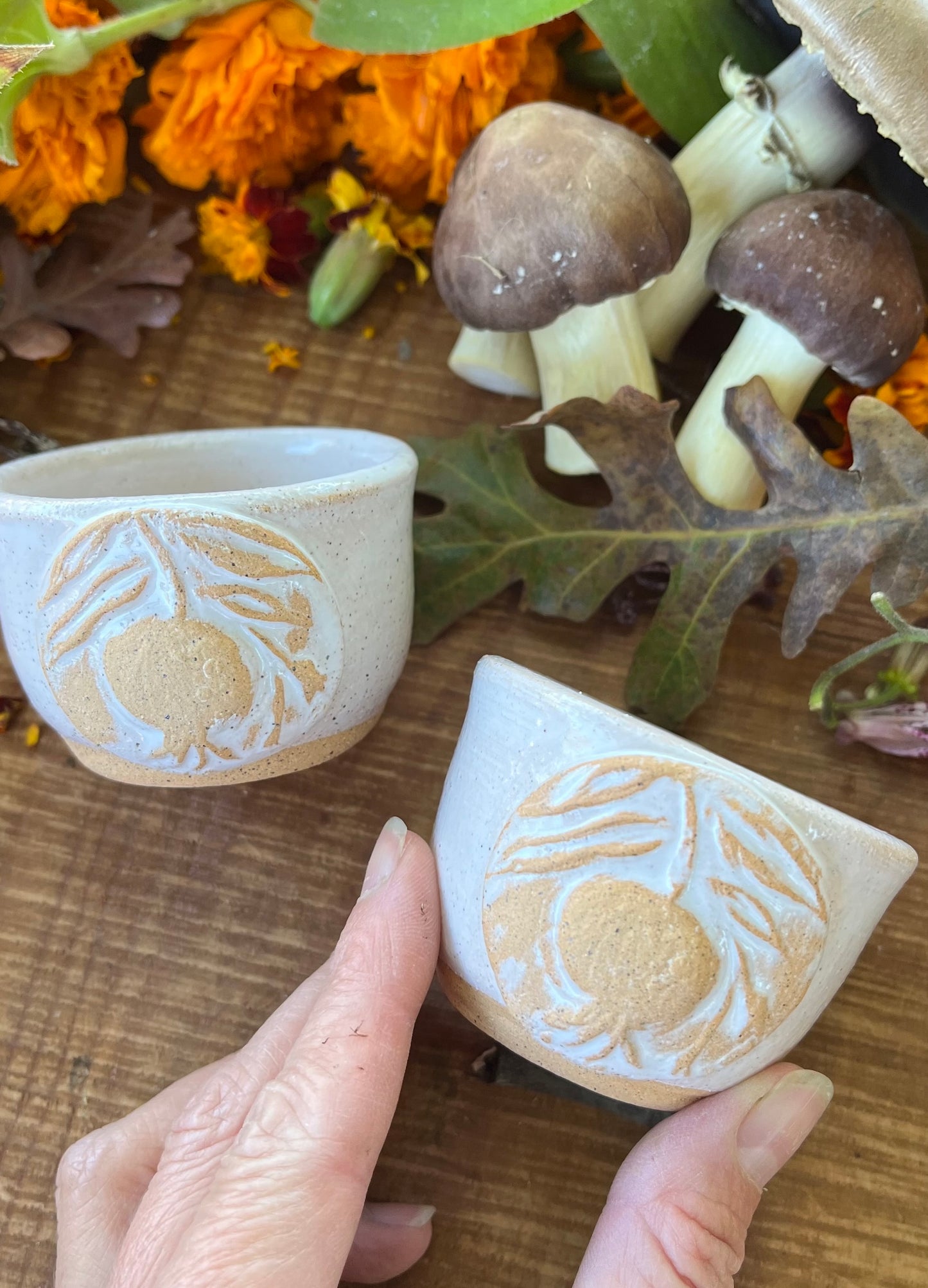 Pomegranate Teacup Set - 2 Small Ceramic Cups