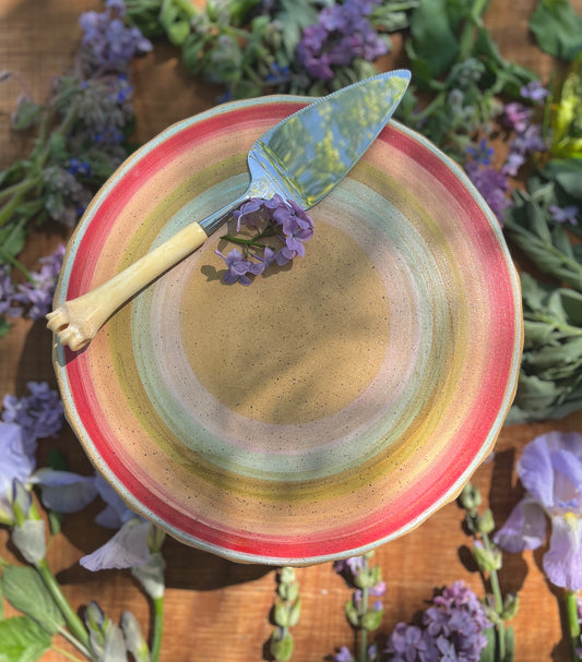 Rainbow Cake Stand - Ceramic Cake Pedestal - 11"