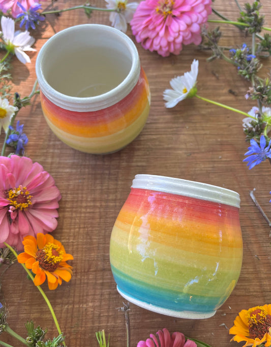 Rainbow Tumbler - Handmade Ceramic Tumbler - Ceramic Cup