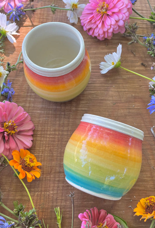 Rainbow Tumbler - Handmade Ceramic Tumbler - Ceramic Cup