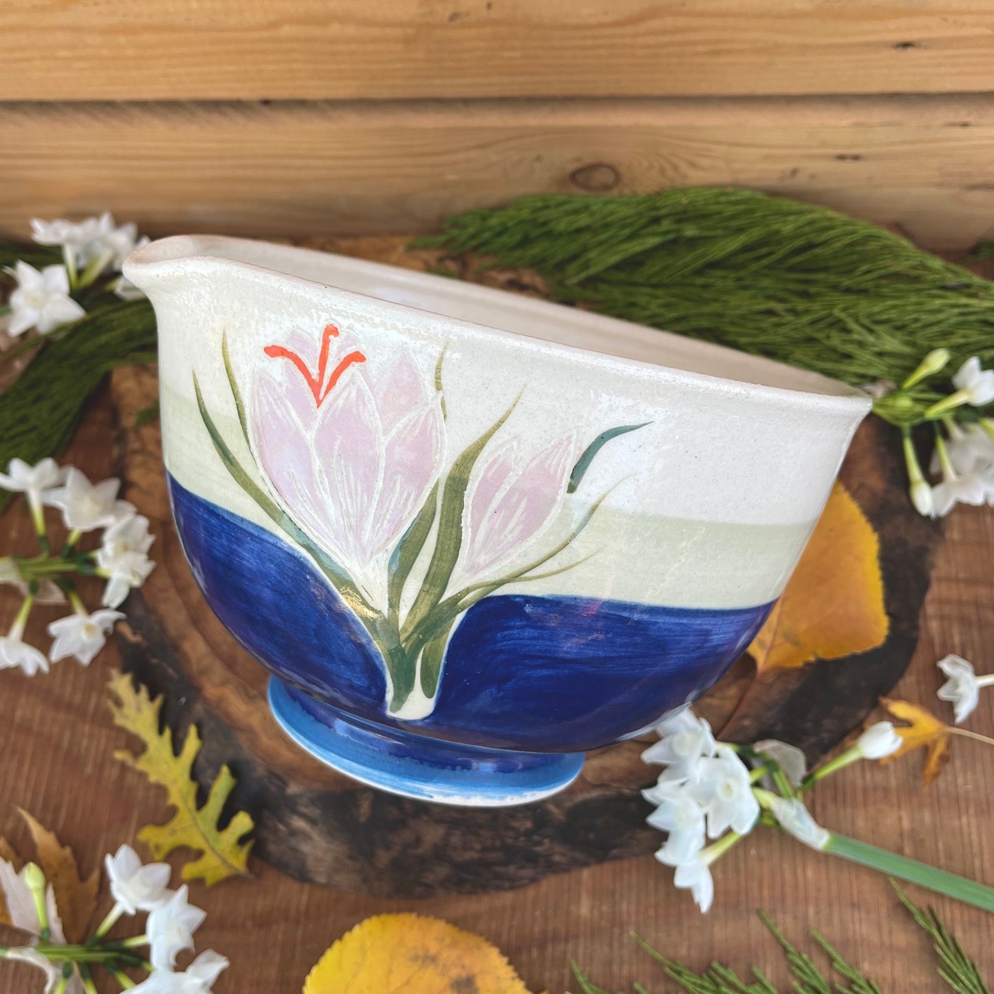 Saffron Pouring Bowl - Handmade Ceramic Bowl 40 oz.