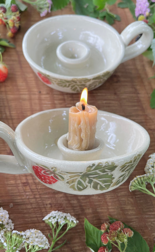 Strawberry Ceramic Taper Candle Holder