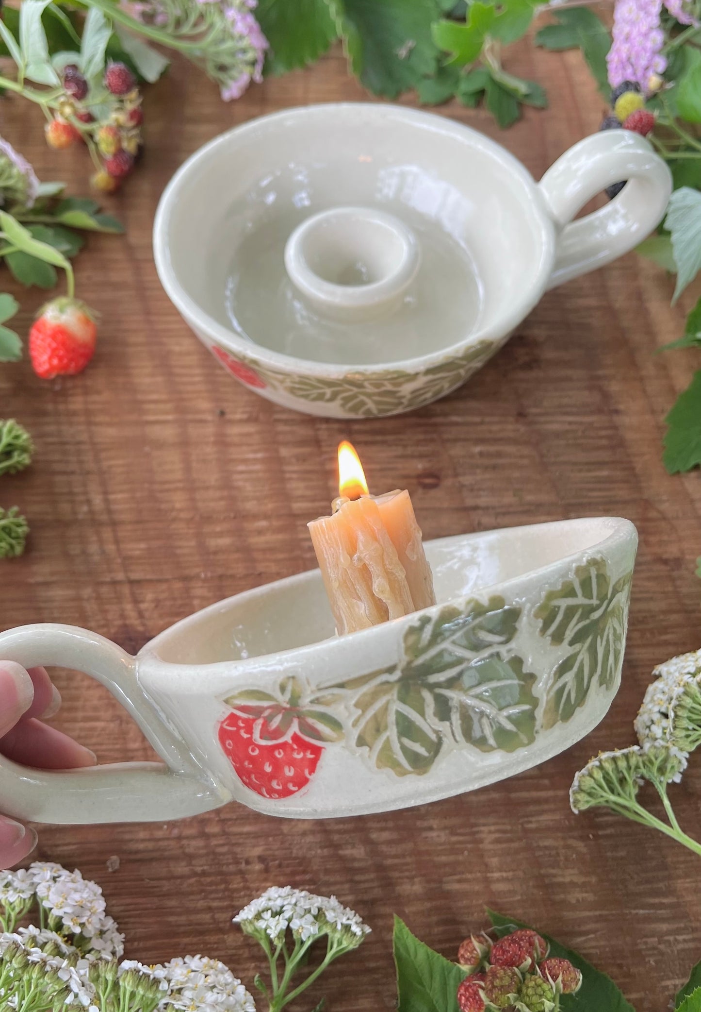 Strawberry Ceramic Taper Candle Holder