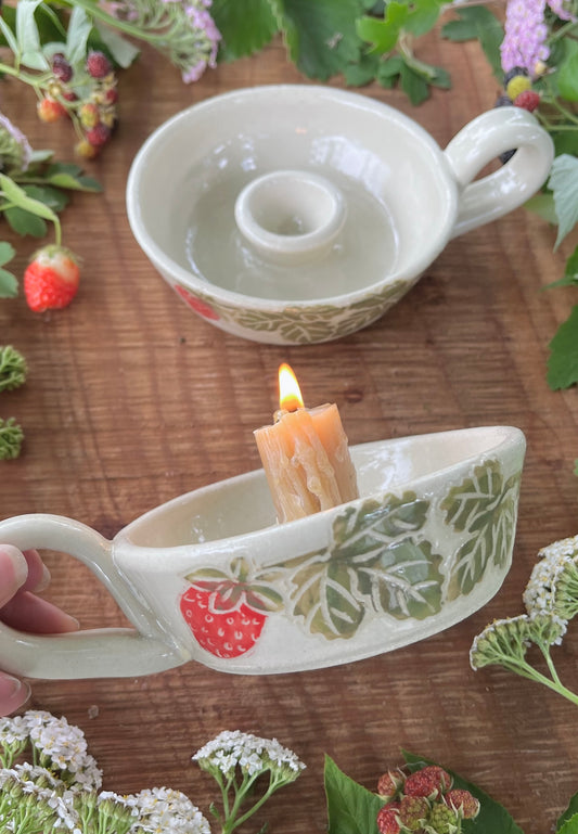 Strawberry Ceramic Taper Candle Holder