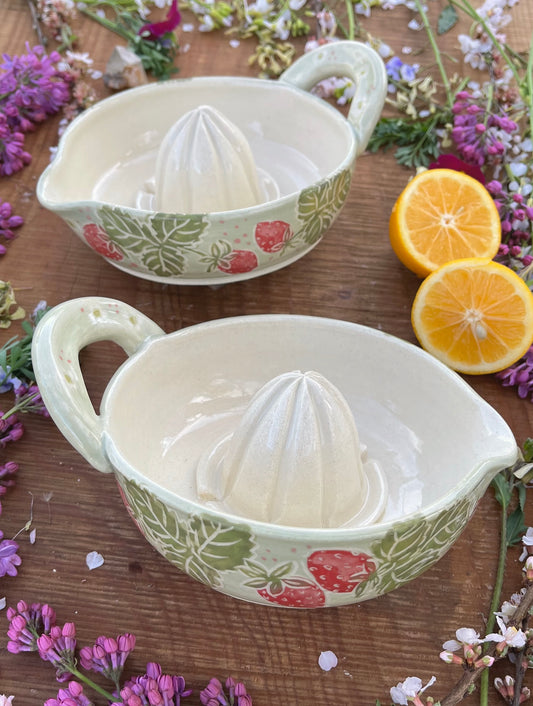 Ceramic Citrus Juicer - Handmade Ceramic Juicer Strawberry