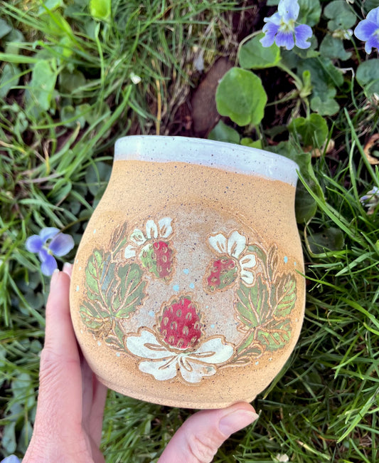 Strawberry Tumbler - Handmade Ceramic Tumbler - Ceramic Cup