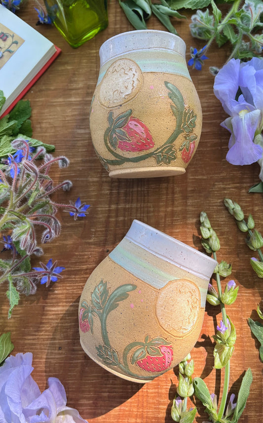 Strawberry Moon Tumbler - Handmade Ceramic Tumbler - Ceramic Cup