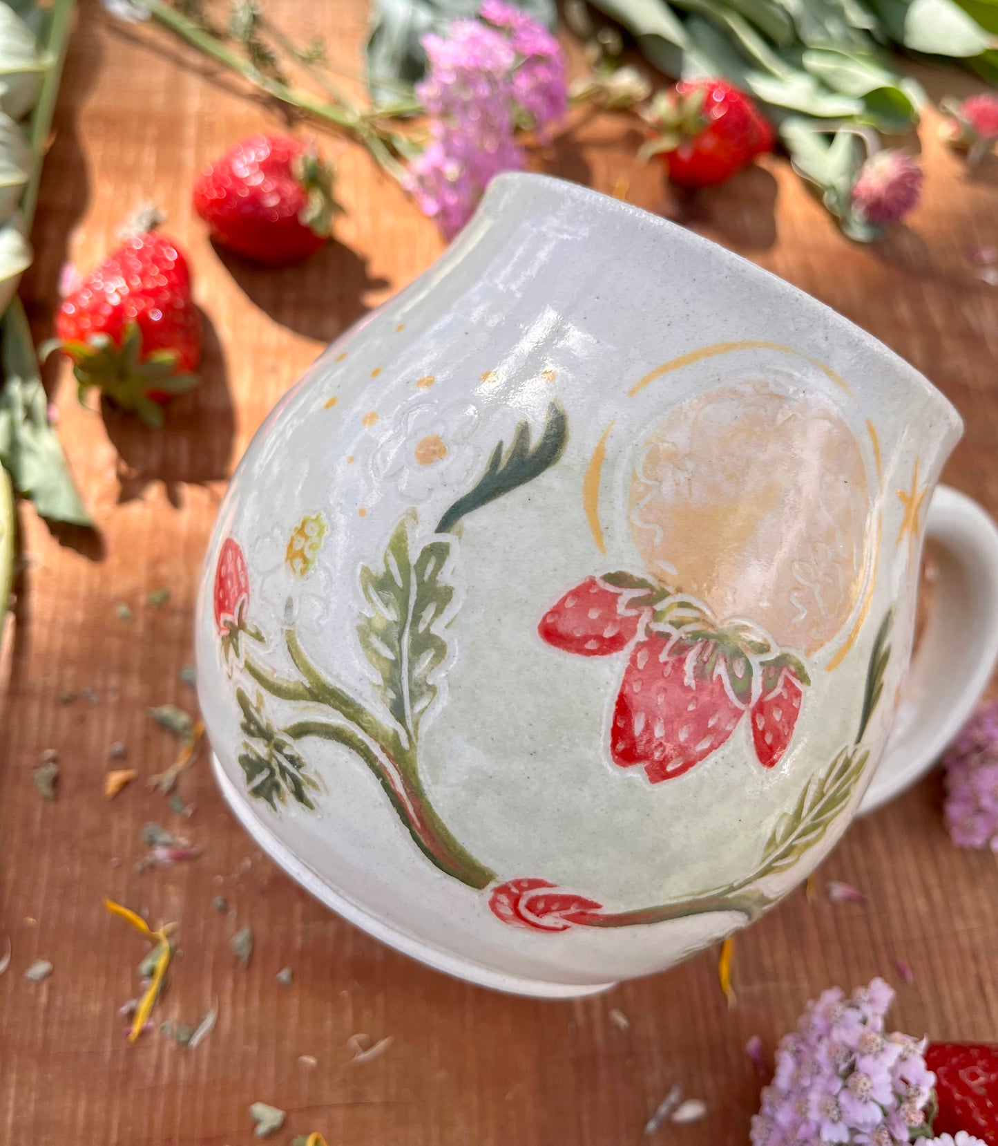 Strawberry Spell Mug - Handmade Ceramic Mug