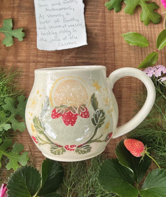 Strawberry Spell Mug - Handmade Ceramic Mug