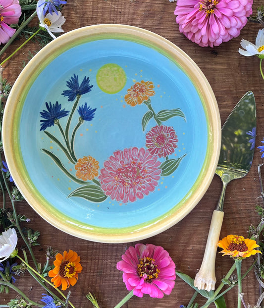 Floral Pie Pan - Baking Dish - Deep Dish Pie - Pie Dish - Pie Plate