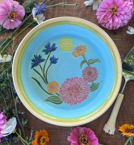 Floral Pie Pan - Baking Dish - Deep Dish Pie - Pie Dish - Pie Plate