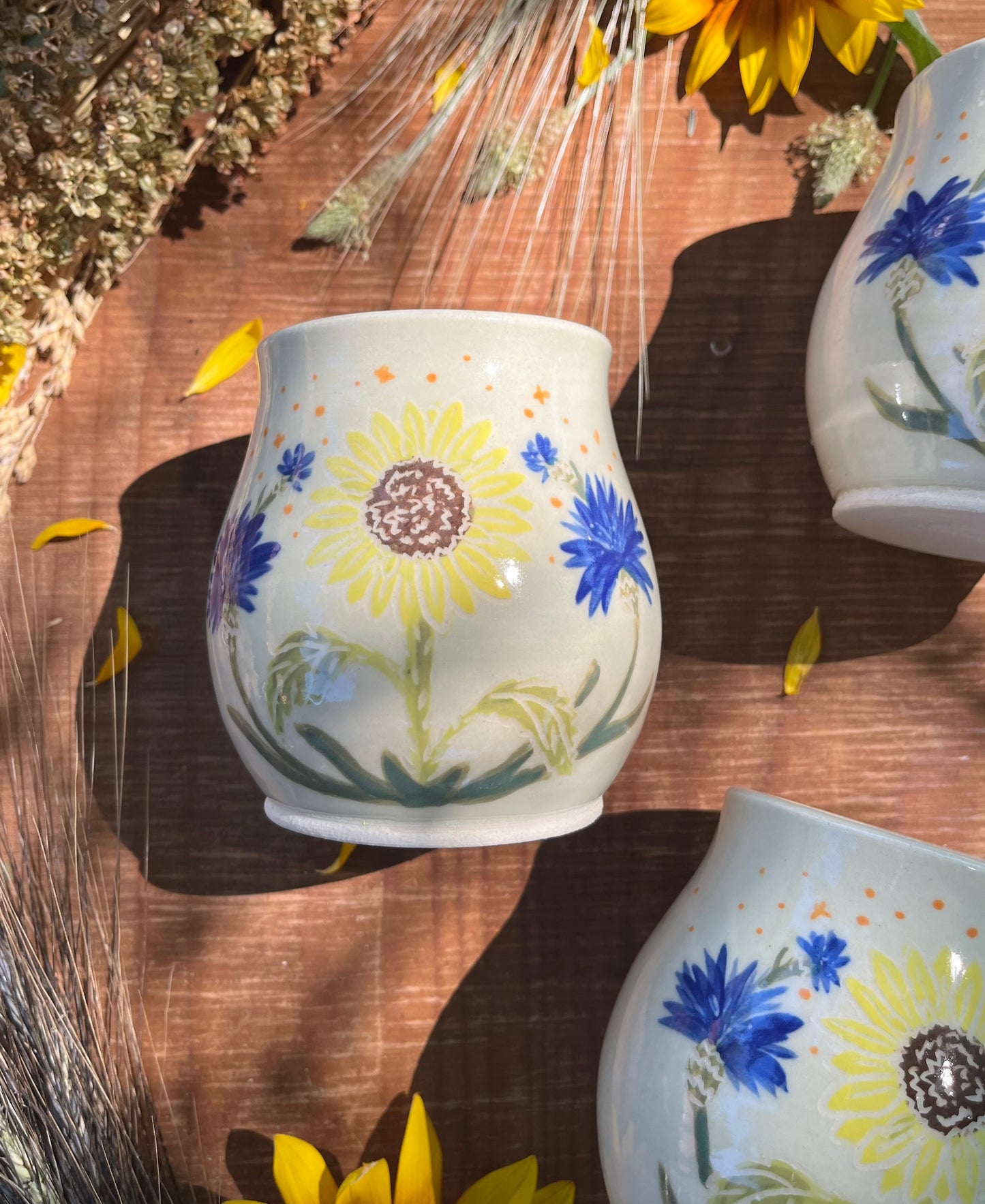 Sunflower Tumbler - Handmade Ceramic Tumbler - Ceramic Cup