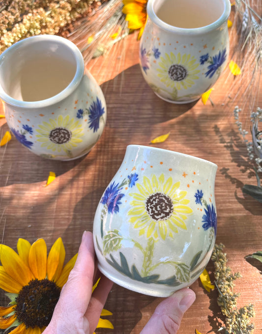 Sunflower Tumbler - Handmade Ceramic Tumbler - Ceramic Cup