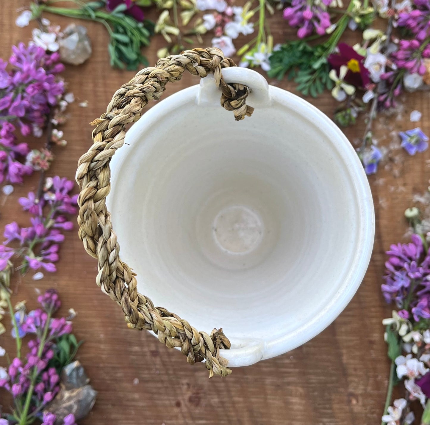 Tall Narcissus Basket with Cordage Handle