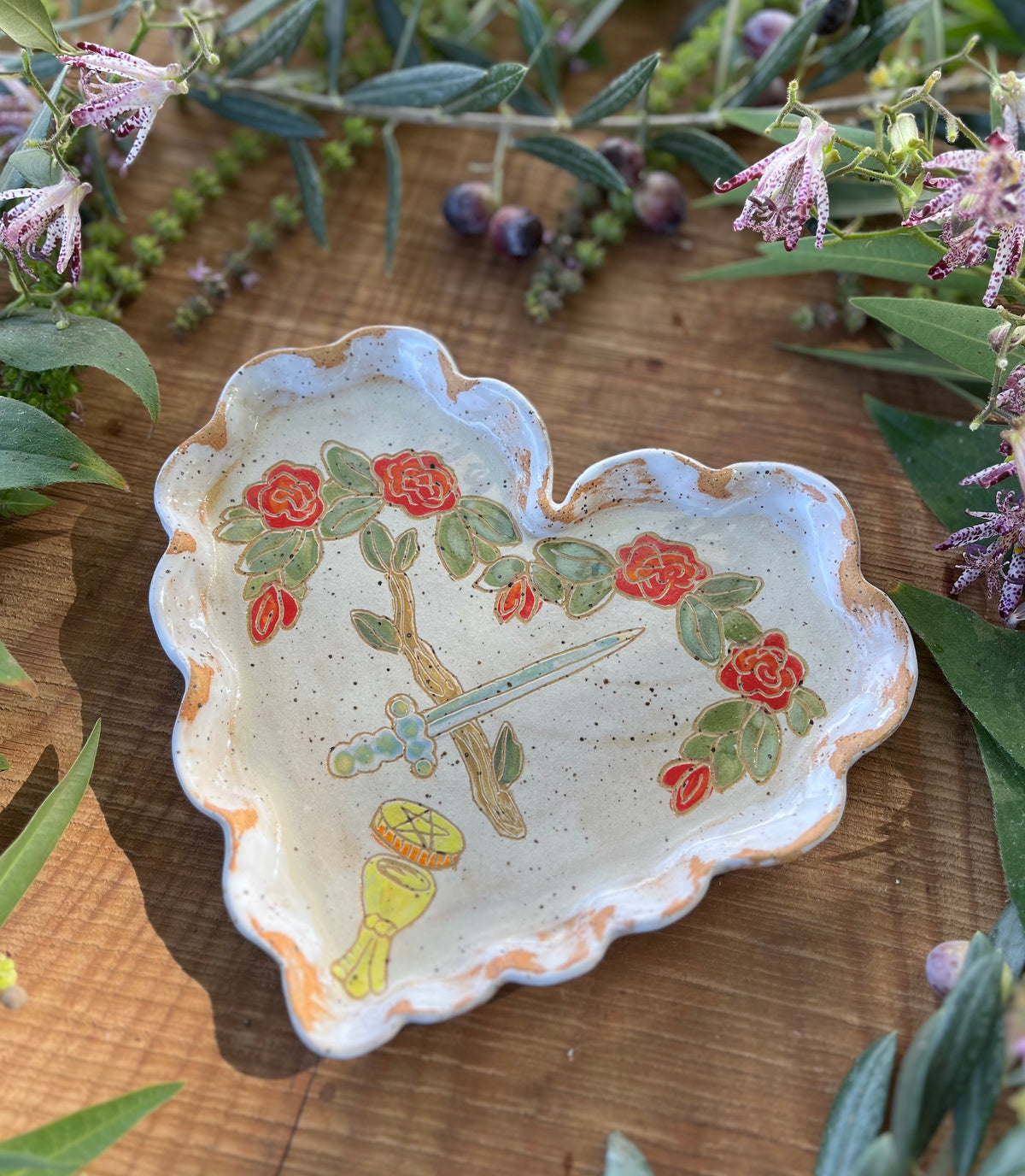 Heart Tarot Tray - Ceramic Tray 7.5" White
