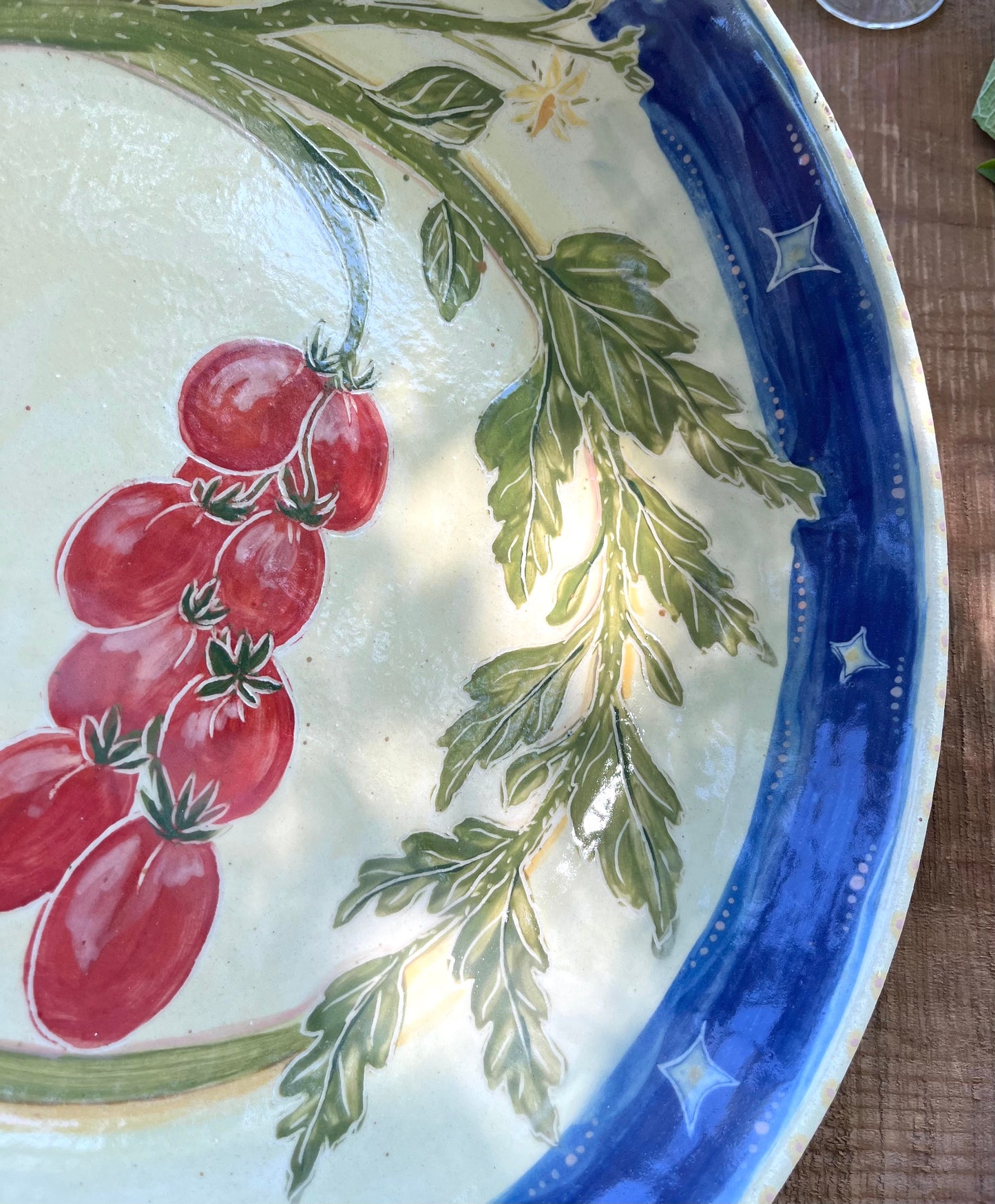 Tomato Fantasy Pasta Serving Bowl - Handmade Ceramic Bowl 13.5"