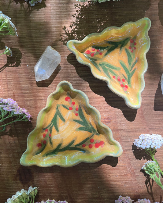 2 Trinket Dishes - 3.5" Botanical