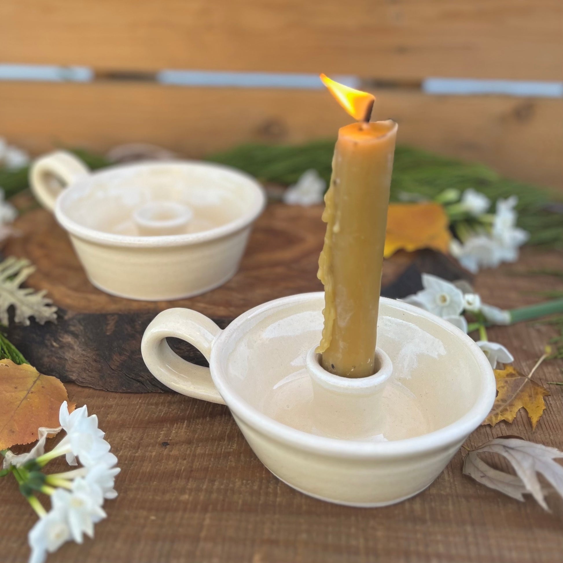 Off-White Candle Holder - Ceramic Taper Candlestick Holder – siennaceramics