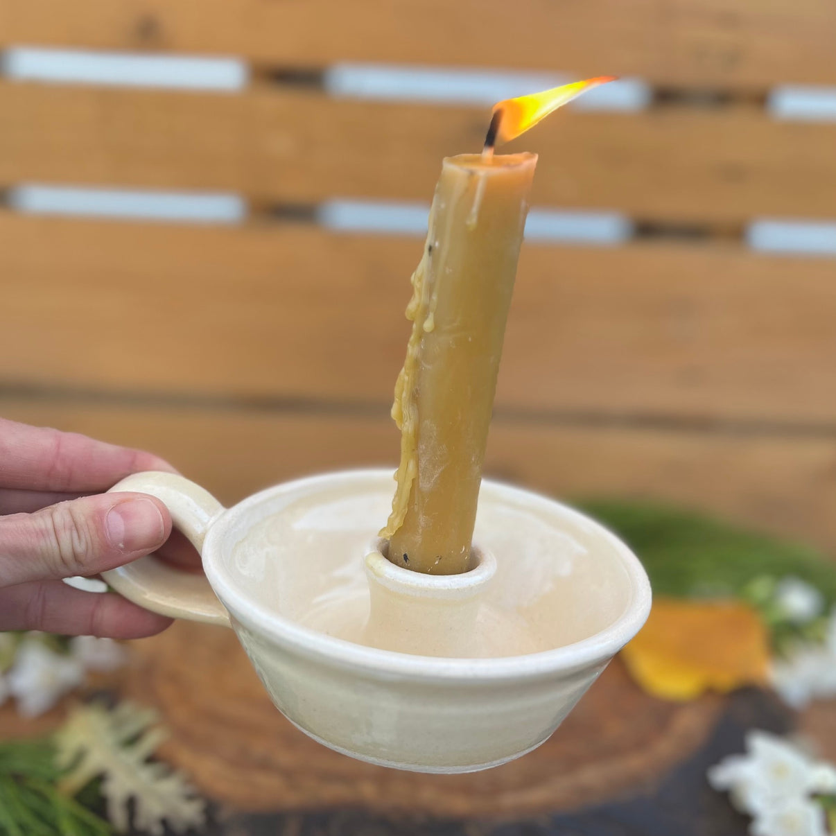 OffWhite Candle Holder Ceramic Taper Candlestick Holder siennaceramics