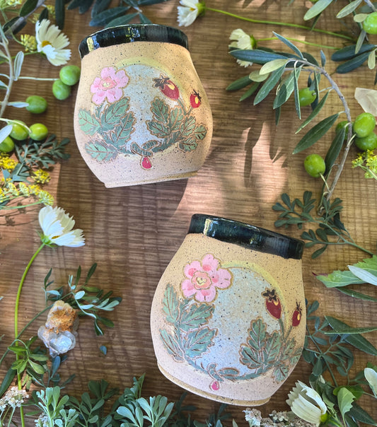 Wild Rose Tumbler - Handmade Ceramic Tumbler - Ceramic Cup